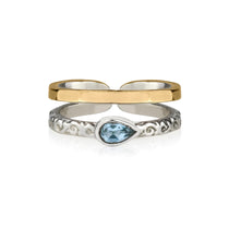 Double Band Blue Topaz Toe Ring