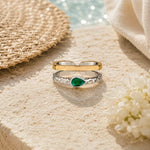 Holiday Jewellery, Summer Jewellery, Two Tone Toe Ring, Mixed Metal Toe Ring, Green Onyx Toe Ring, Green Onyx Midi Ring, May Birthstone Ring