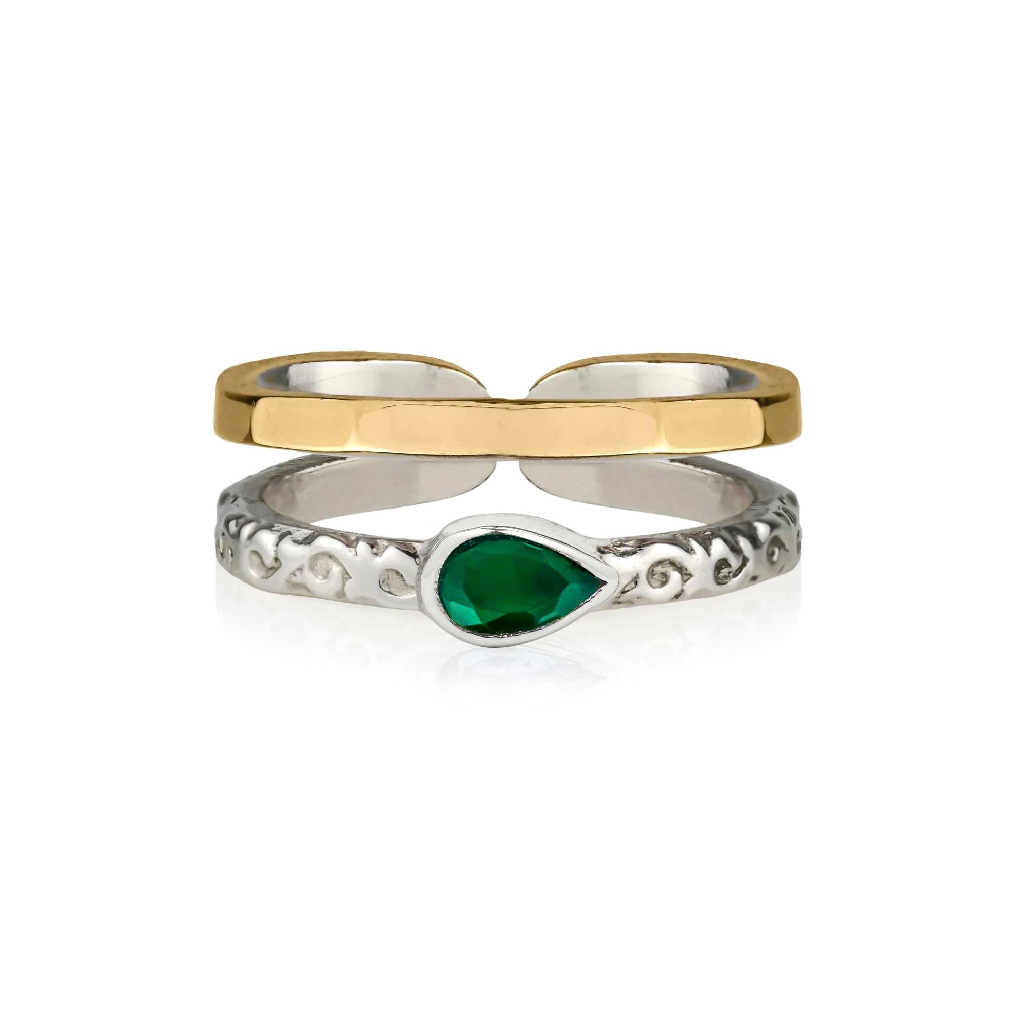Mixed Metal Toe Ring with Green Onyx, Green Onyx Toe Ring, Green Onyx Midi Ring, Mixed Metal Midi Ring, Gemstone Toe Ring, May Birthstone Ring