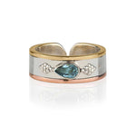 Chunky Mixed Metal Toe Ring, Mixed Metal Midi Ring, Blue Topaz Toe Ring, November Birthstone Toe or Midi Ring, Blue Topaz Midi Ring