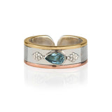 Chunky Mixed Metal Toe Ring, Mixed Metal Midi Ring, Blue Topaz Toe Ring, November Birthstone Toe or Midi Ring, Blue Topaz Midi Ring