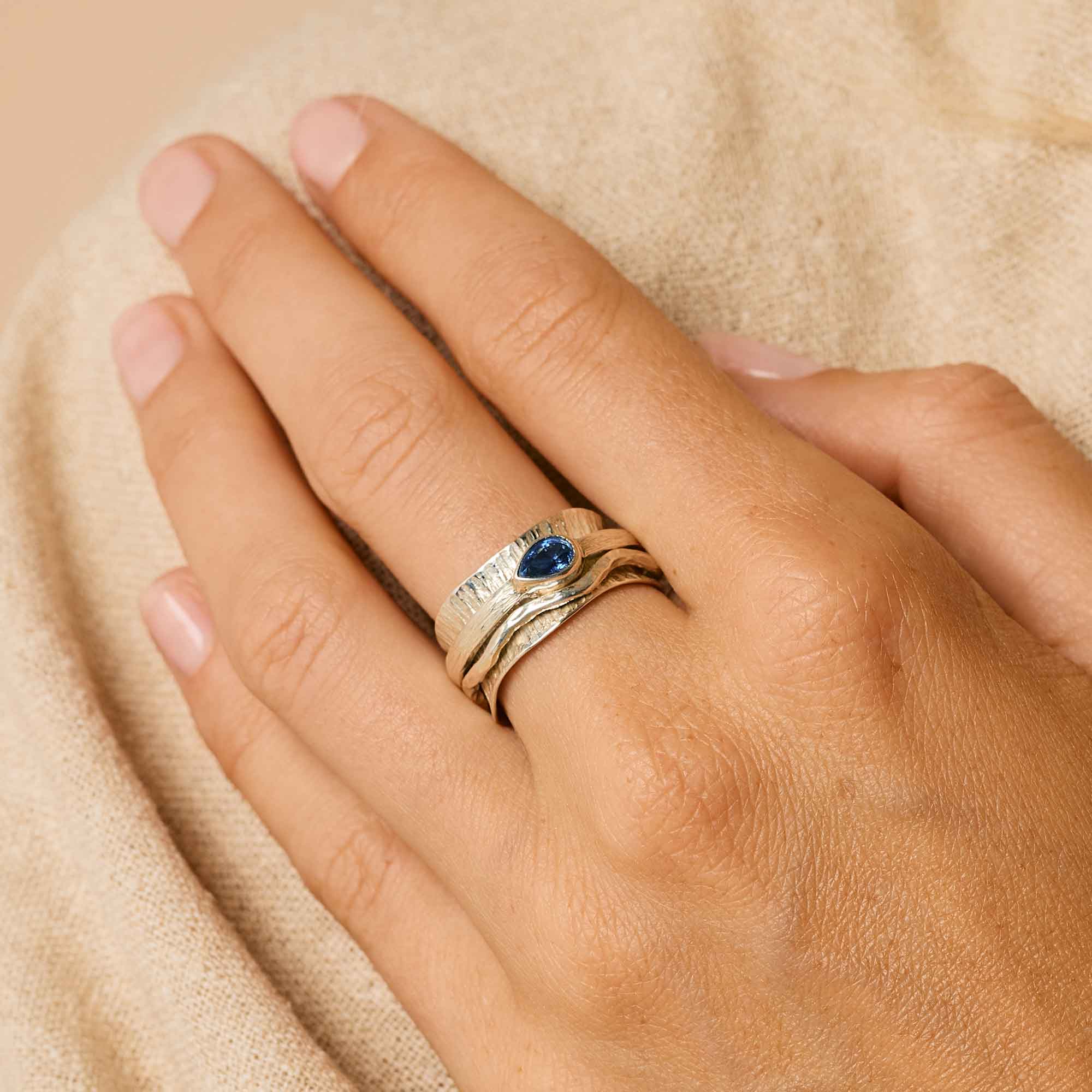 Handmade Kyanite Sterling Silver Spin Ring