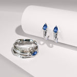 Kyanite Huggie Stud Hoops and Kyanite Silver Spinning Ring