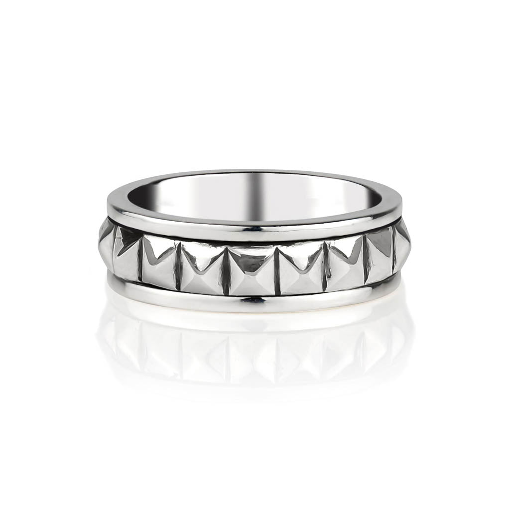 Men's Pyramid Silver Spinning Ring