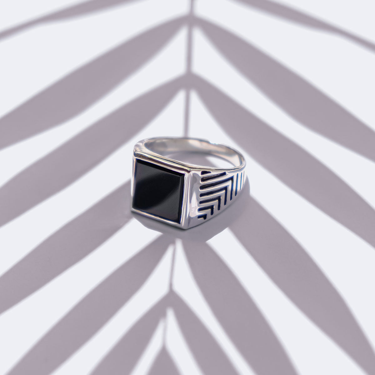 Men's Black Onyx Silver Signet Ring