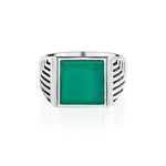 Green Onyx Silver Signet Ring
