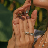 Silver pearl spinning ring, Textured silver spinning rings, Handmade silver spin rings