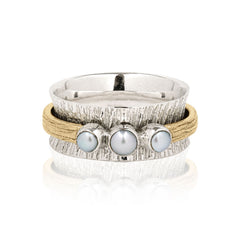 Pearl Mixed Metal Spinning Ring