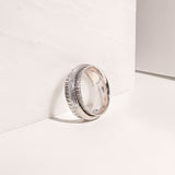 Silver Etched Spinner Ring