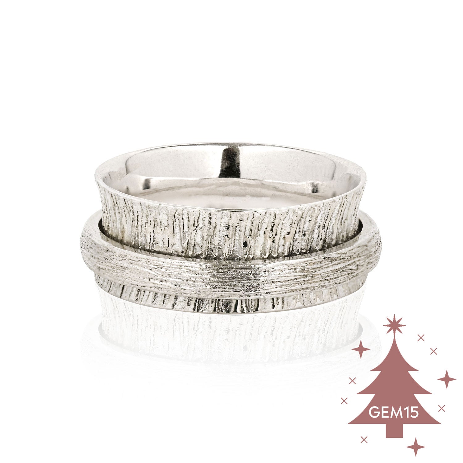 Silver Embossed Spinning Ring
