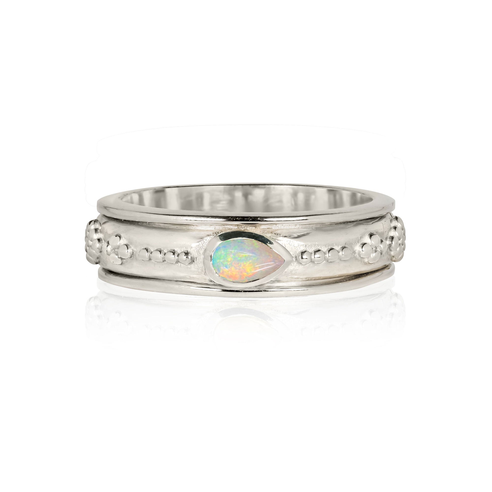 Silver and opal spinning ring, Sterling silver spinner ring, Opal spinning ring, October birthstone spinning ring, Opal ring, Handmade spinning rings