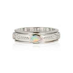 Silver and opal spinning ring, Sterling silver spinner ring, Opal spinning ring, October birthstone spinning ring, Opal ring, Handmade spinning rings