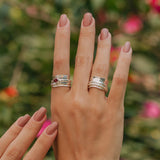 Sterling silver hammered handmade spin ring