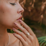Mixed Metal Embossed Spinning Ring