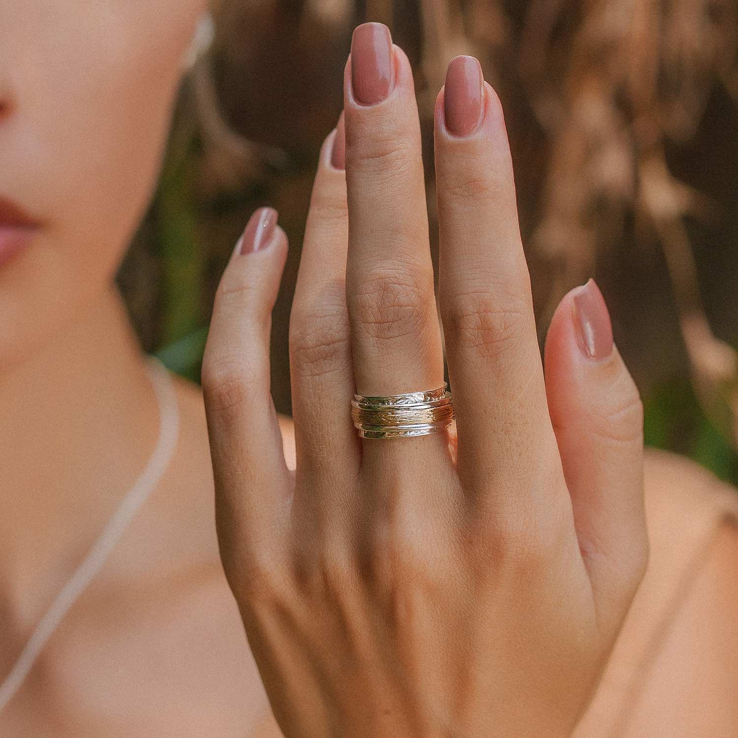 Mixed Metal on Trend Spinning Ring For Wellbeing