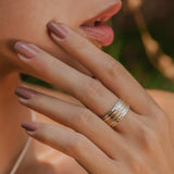Floral Embossed Mixed Metal Spinner Ring