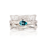 Aura Zen Turquoise Topaz Spinning Ring, Blue Gemstone Spinning Ring, Topaz Ring, Turquoise Topaz Spin Ring, Silver Spinning Ring, Gemstone Spinner Ring