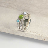Handmade Personalised Spinning Ring, Sterling Silver Gemstone Custom Spinner Ring, Silver Birthstone Spin ring, Personalised Silver Gemstone Ring