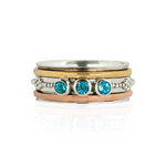 Personalised Ananta Spinning Ring, Three Stone Personalised Spinning Ring, Mixed Metal Spinning Ring, Personalised Gemstone Spin Ring