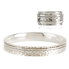 Karma Abundance Sterling Silver Spinning Ring and Bangle Set