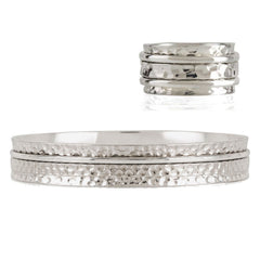 Karma Abundance Sterling Silver Spinning Ring and Bangle Set