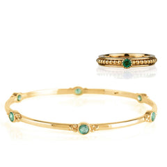 Gold Emerald Spinning Ring and Stacking Bangle Gift Set