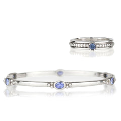Tanzanite Silver Spinning Ring and             Stacking Bangle Gift Set