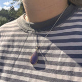Lavender Jade Pendant Necklace, Large Teardrop Lavender Colour Pendant, Lavender Teardrop pendant necklace, Large Purple Teardrop Pendant