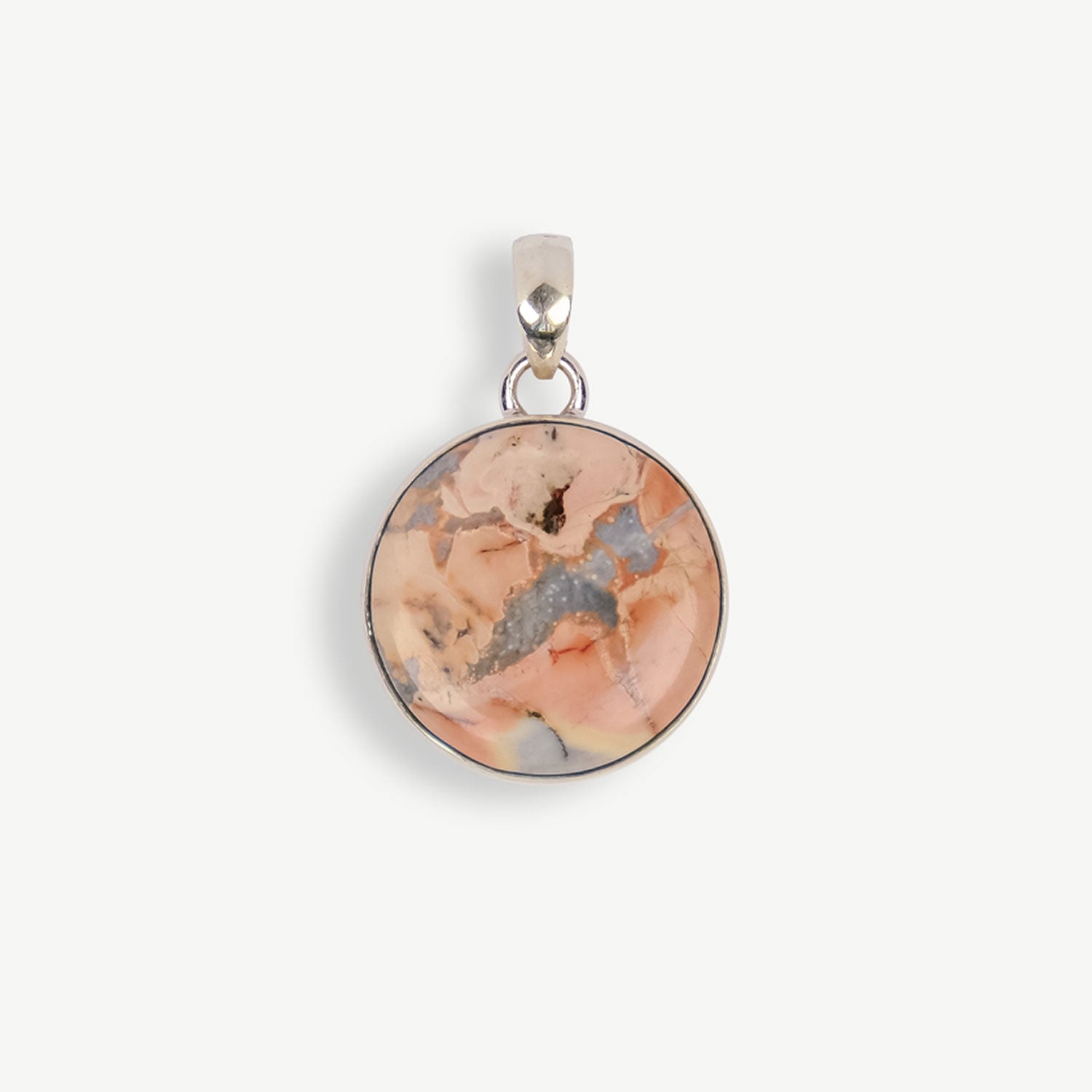 Meligano Jasper Pendant, Round Meligano Jasper Pendant, Silver Set Meligano Pendant