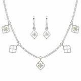 Sterling Silver and Opal Necklace and Earring Gift Set, Opal Necklace, Opal Huggie Hoops, Opal Necklace and Earrings Gift Set For Her