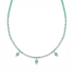 Beaded gemstone necklace, Apatite and Labradorite beaded charm necklace, Turquoise charm silver necklace