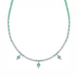 Beaded gemstone necklace, Apatite and Labradorite beaded charm necklace, Turquoise charm silver necklace