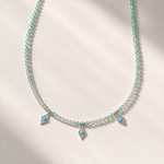 Turquoise Charm Necklace, Apatite and Labradorite Necklace, Beaded Gemstone Charm Necklace