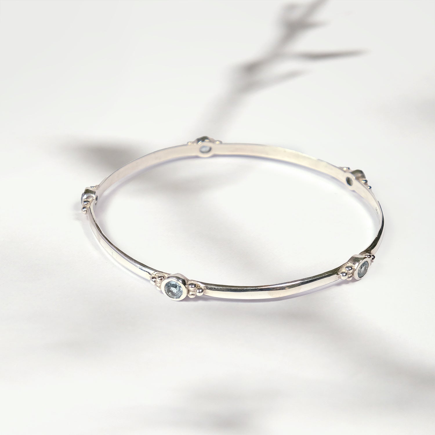 Birthstone Sterling Silver Bangle