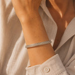 Sterling Silver Rawa Bead Spinning Bangle, Sterling Silver Double Band Spinning Bangle, Handmade Spinning Bangle
