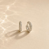 Handmade Sterling Silver Beaded Huggie Hoops, Silver Huggie Hoop Earrings, Beaded Huggie Hoop Earrings