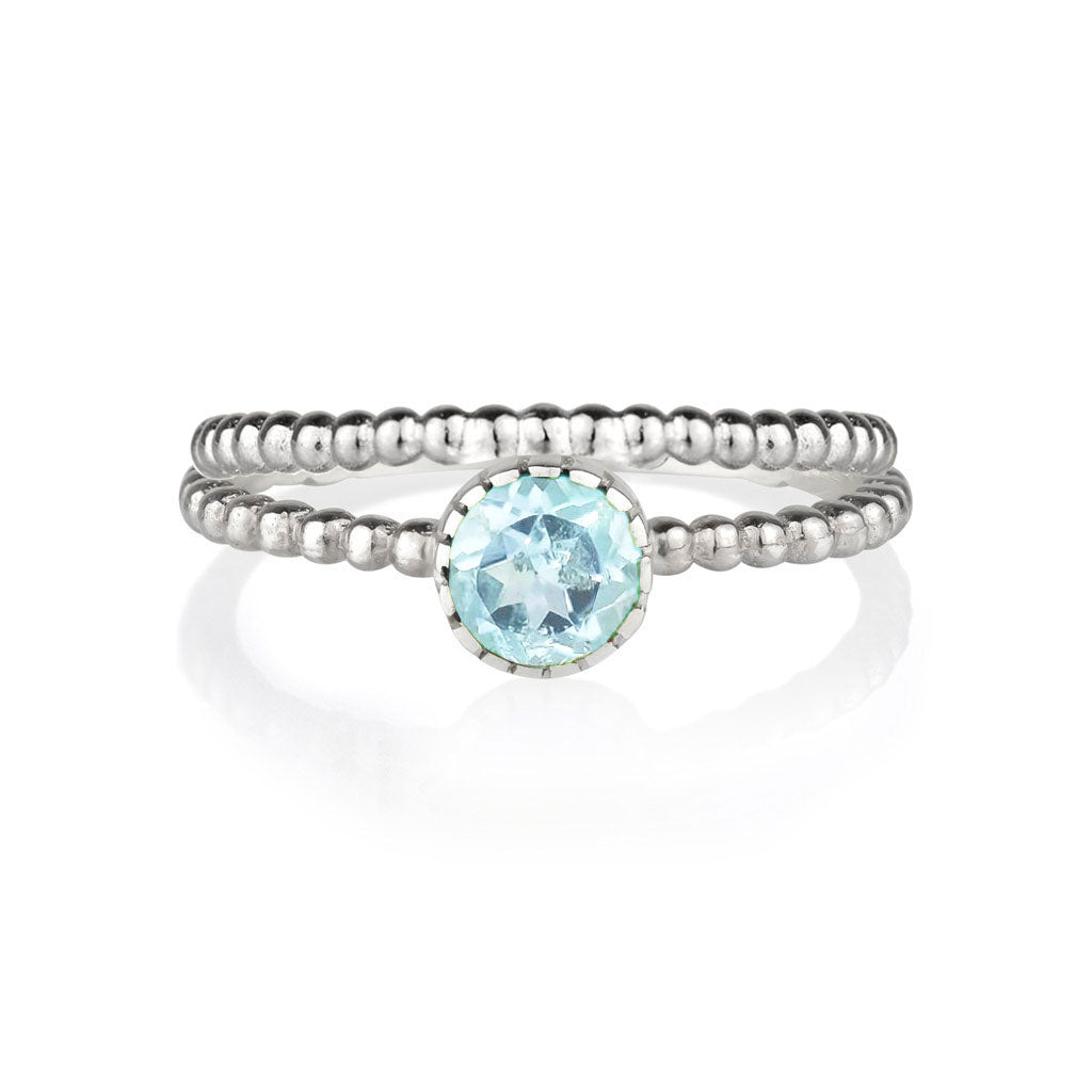 Blue Topaz Double Band Silver Ring