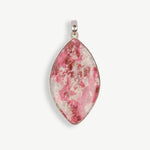 Rhodochrosite Pendant, Pink and Cream Stone Pendant, Silver Set Rhodochrosite Pendant
