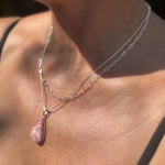Rhodochrosite Pendant on Silver Chain