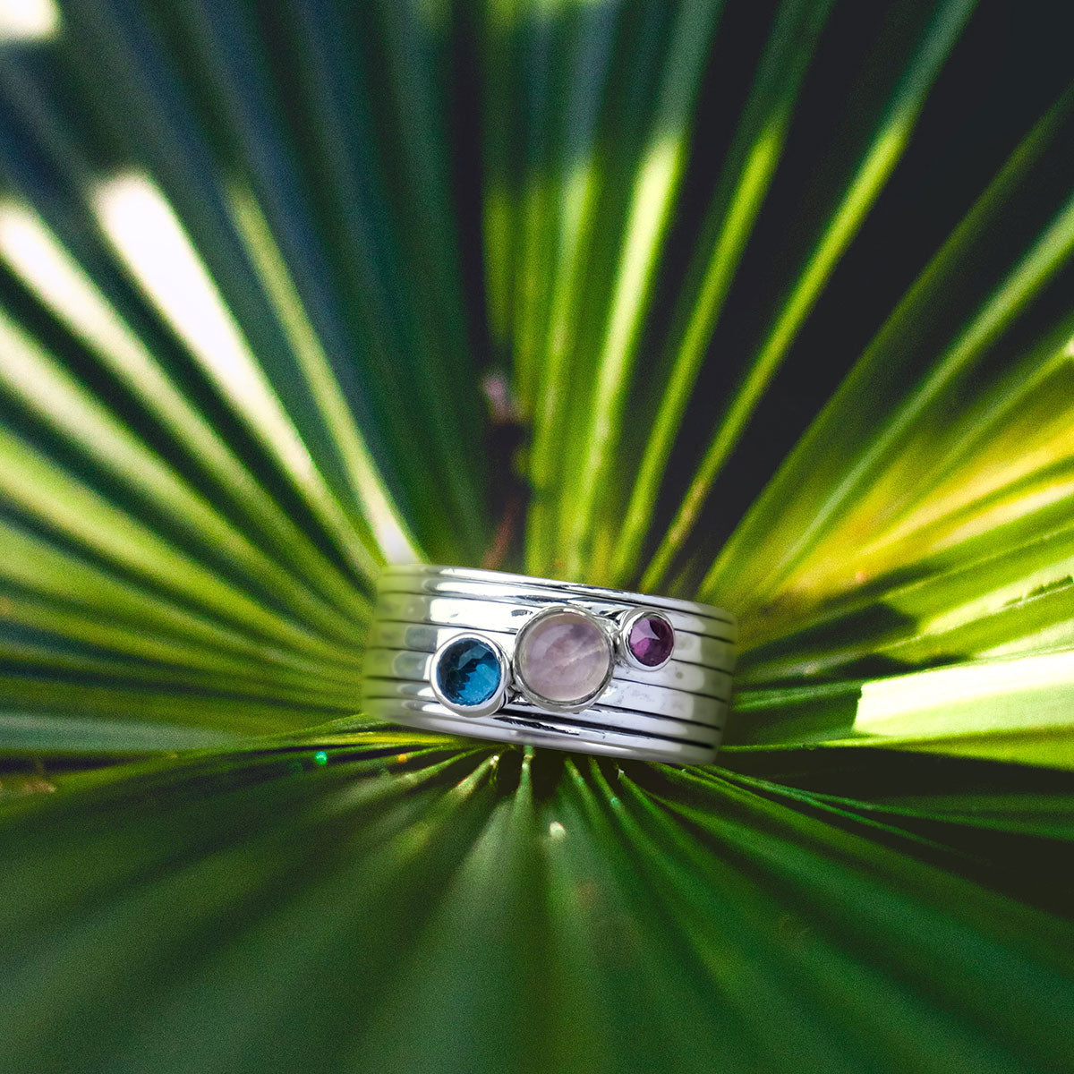 Handmade Silver Gemstone Spinner Ring