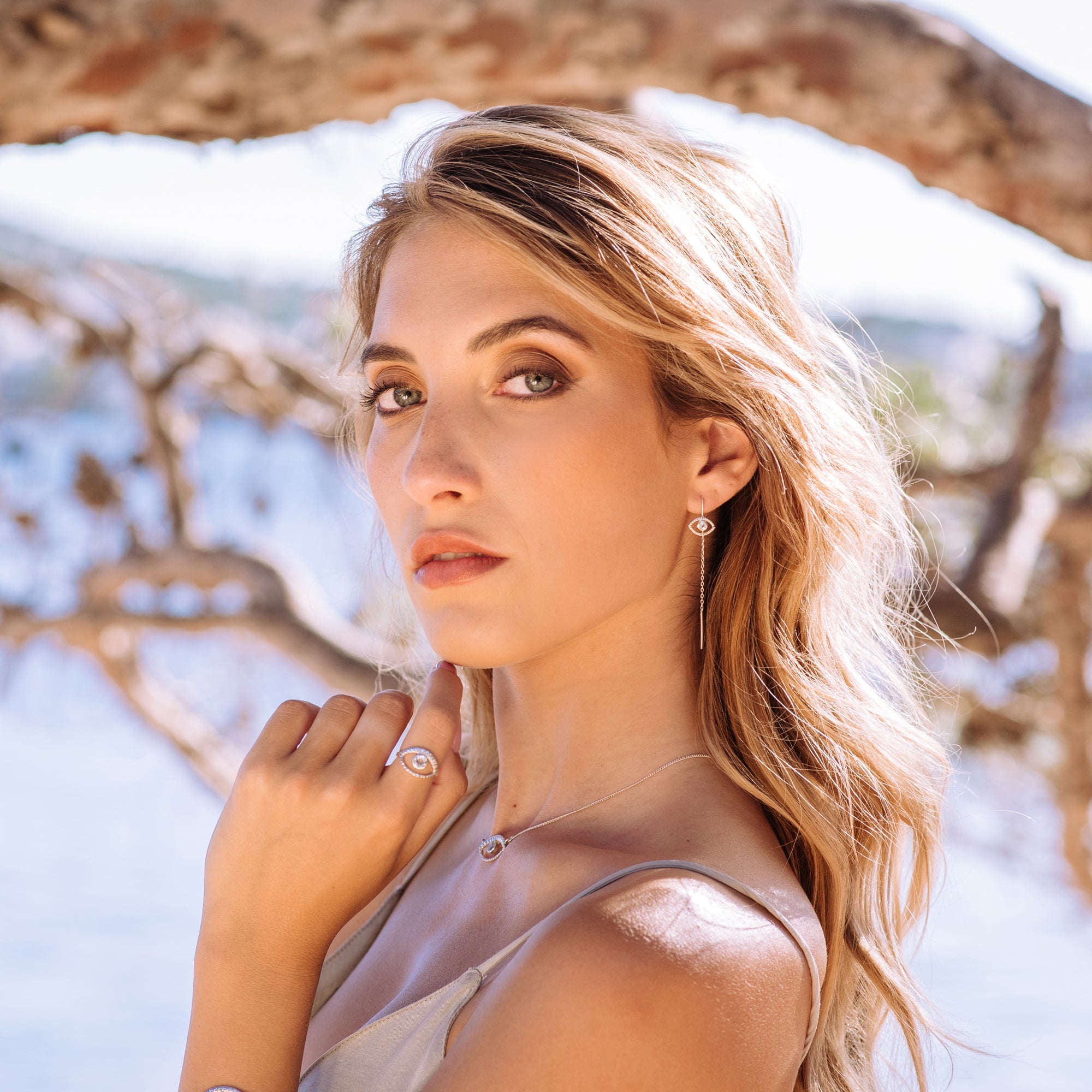 Eye of Intuition Silver Jewellery, Eye of Intuition Threader Earrings, Silver Pull Through Earrings