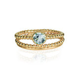 Gold Beaded Double Band Stacking Ring, Gold Blue Topaz Stacking Ring, Gold Stack Ring, Blue Topaz Gold Stacking Ring, November Birthstone Gold Ring