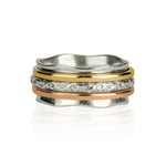 Mixed Metal Spinning Ring, Scalloped Edge Spinning Ring, Handmade Spin Ring, Embossed Spinner Ring