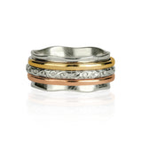 Mixed Metal Spinning Ring, Scalloped Edge Spinning Ring, Handmade Spin Ring, Embossed Spinner Ring