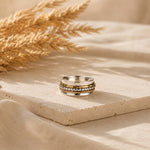 Silver, Gold and Rose Gold Spinning Ring, Mixed metal spin ring, Mixed metal handmade spinner ring