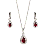 Birthstone Necklace and Earring Set, Birthstone Jewellery Gift Set, Silver Birthstone Necklace and Earrings Set For Her