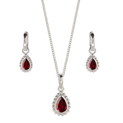 Birthstone Necklace and Earring Set, Birthstone Jewellery Gift Set, Silver Birthstone Necklace and Earrings Set For Her