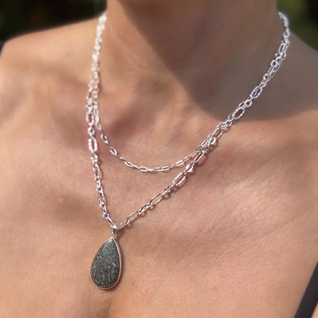 Large Snake Skin Jasper Pendant, Silver Snake Skin Jasper Pendant, Sterling Silver Snake Skin Jasper Pendant on Silver Chain