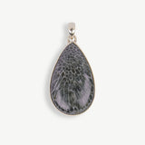 Snake Skin Jasper Pendant, Snake Skin Jasper Tear Drop Pendant, Grey Snake Skin Jasper Pendant, Silver Snake Skin Jasper Pendant