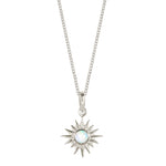 Solar Eclipse Silver Necklace, Lunar Eclipse Silver Opal Necklace, Opal Silver Necklace, October Birthstone Sun Necklace, Opal Silver Sun Necklace, Eclipse Necklace